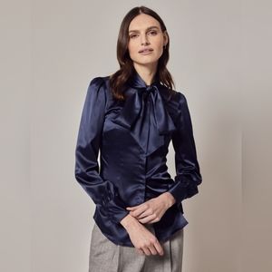 Navy Hawes & Curtis Satin Blouse